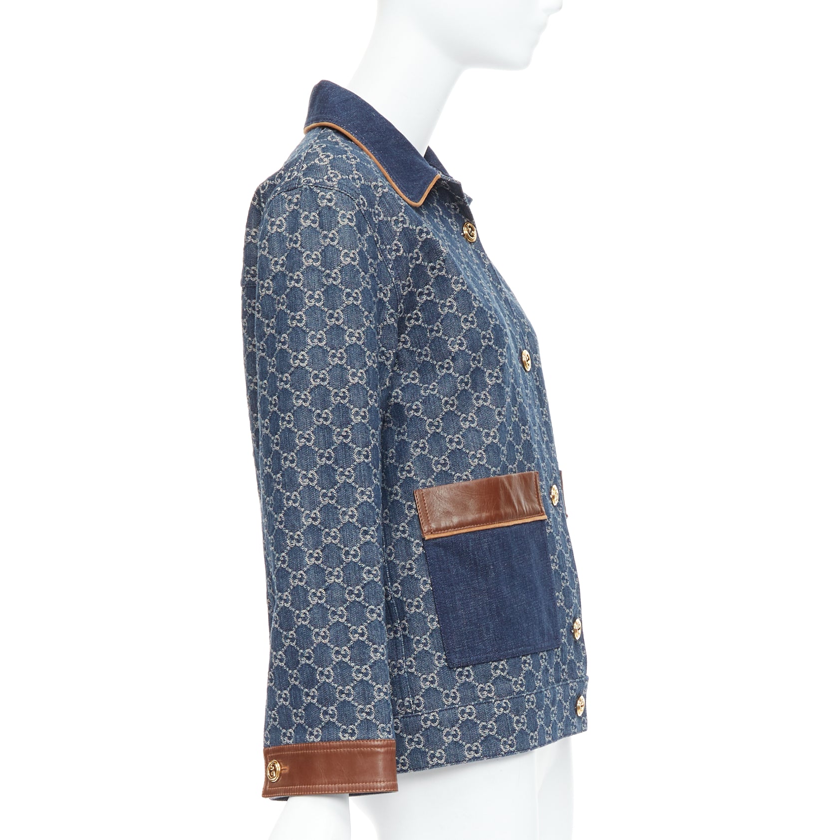 Gucci Blue Denim GG Coat - Side view