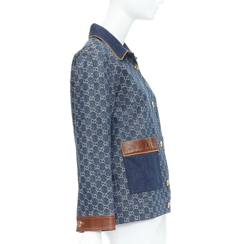 Gucci Blue Denim GG Coat Blue Cotton Never worn - Box View