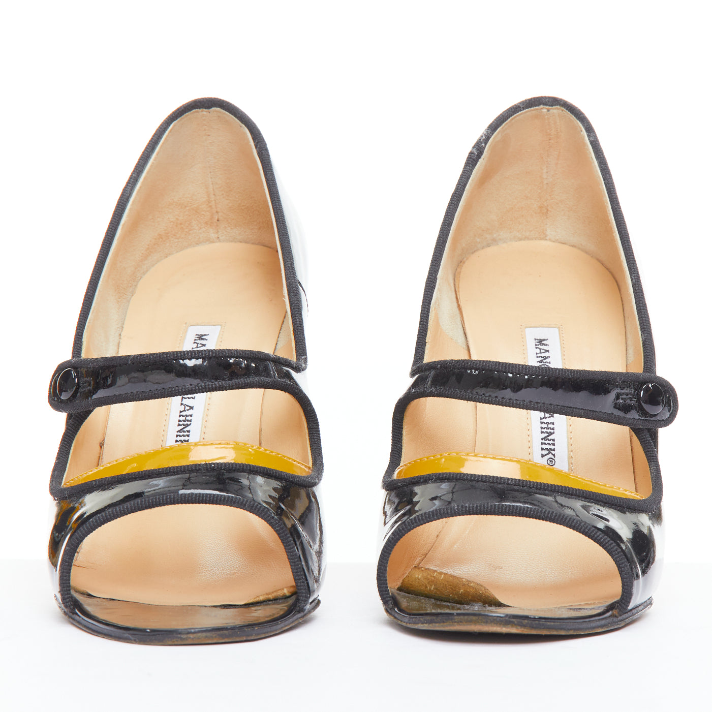 Manolo Blahnik Panel Peep Heels - Image 6