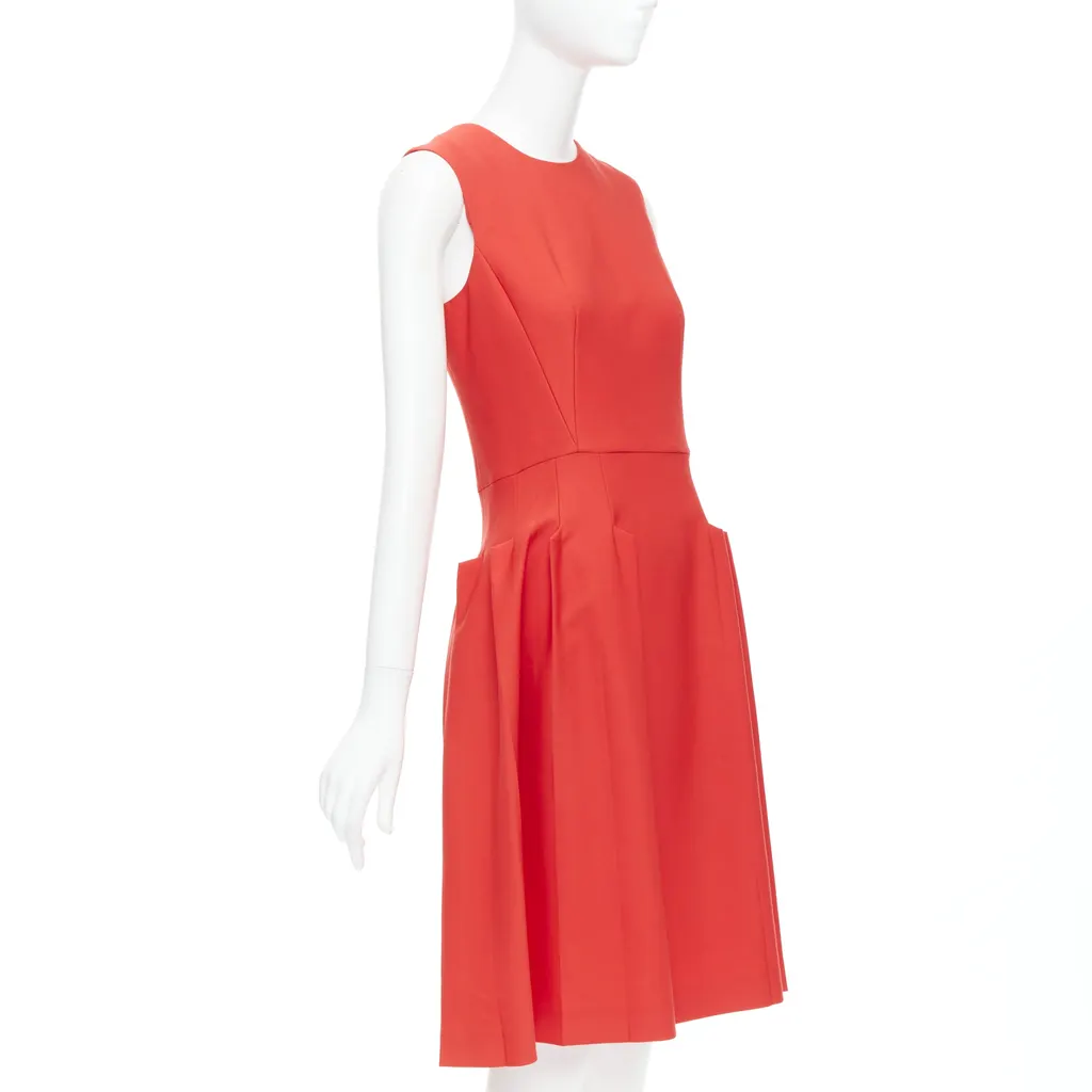 Bottega Veneta 3D Pleated Dress Red Wool Never worn - Inside View