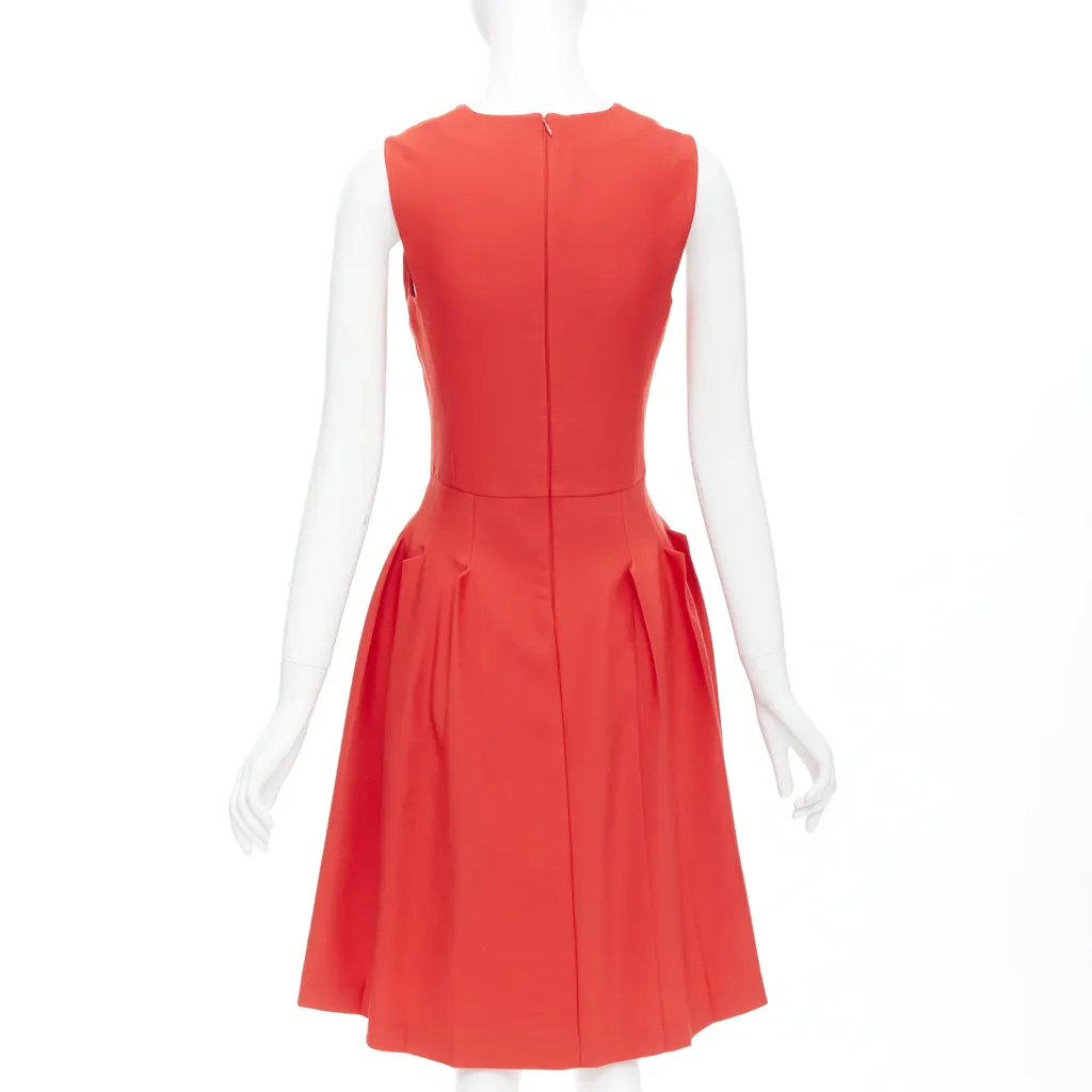 Bottega Veneta 3D Pleated Dress Red Wool Never worn - Box View