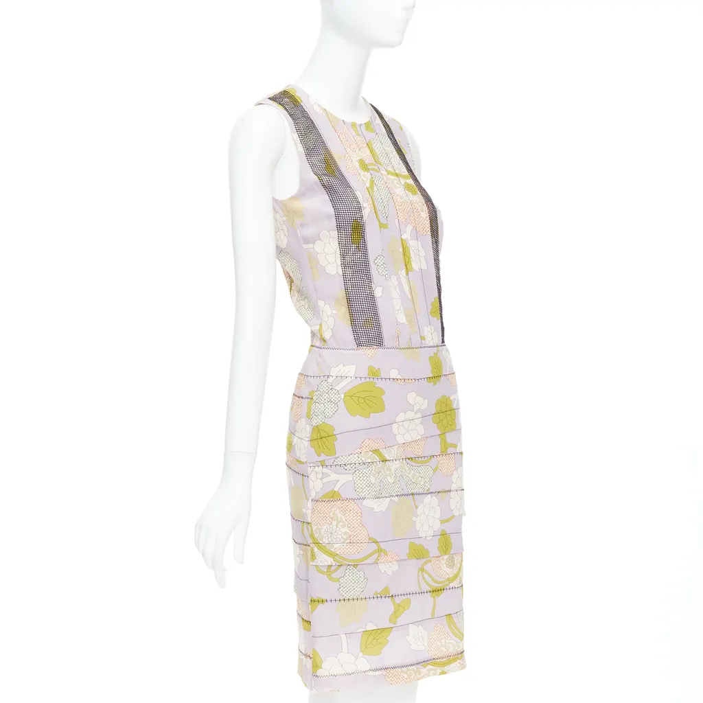 Bottega Veneta Mesh Pleat Dress Purple Silk Very good - Inside View
