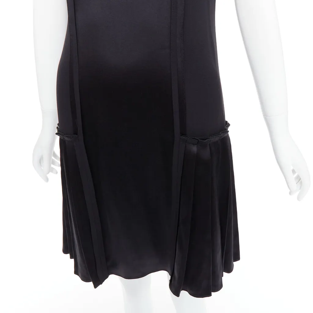 Oscar De La Renta Foldover Collar Dress Black Silk Very good - Back View