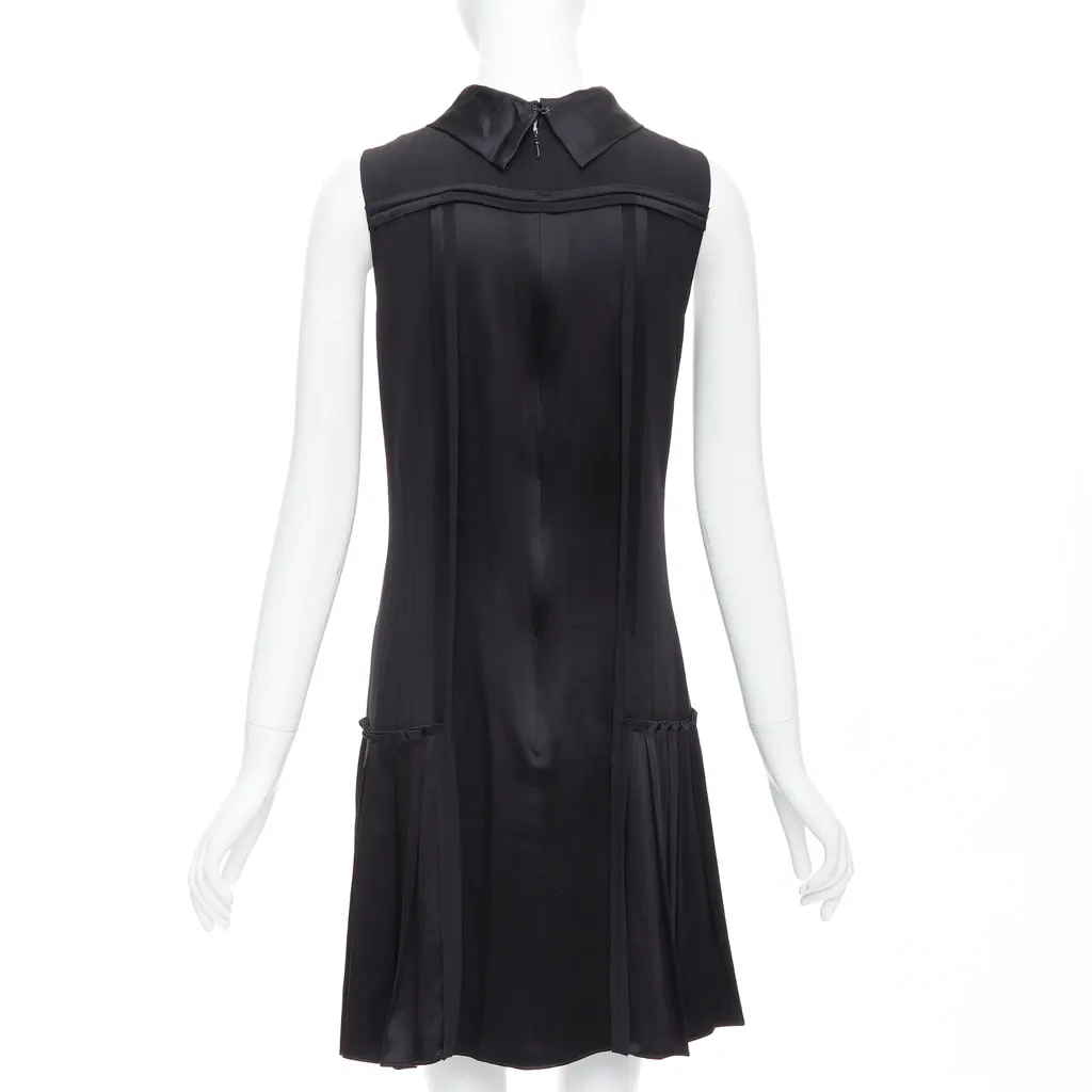 Oscar De La Renta Foldover Collar Dress Black Silk Very good - Box View