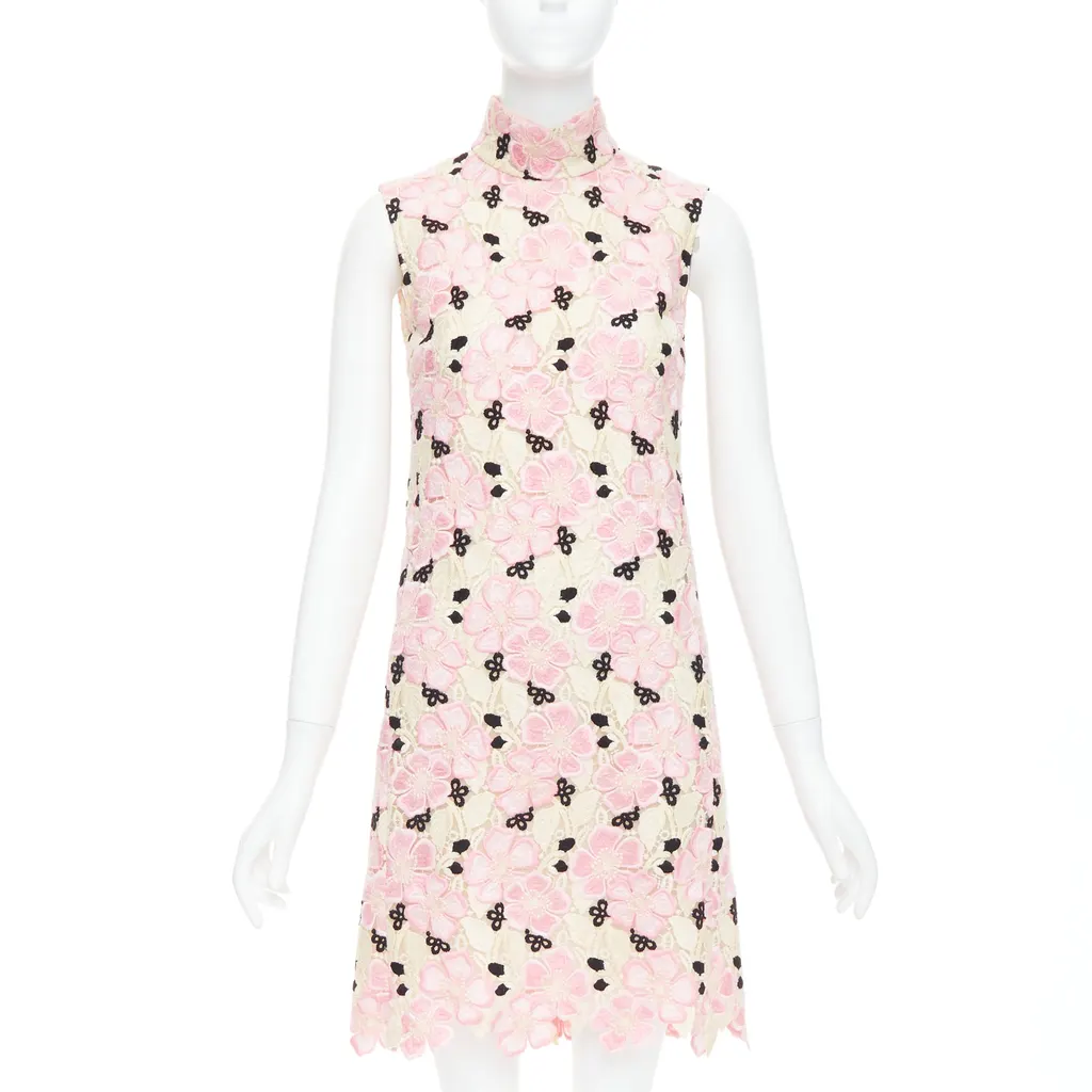 Giambattista Valli Guipure Lace Dress Pink Polyester Never worn - Front View