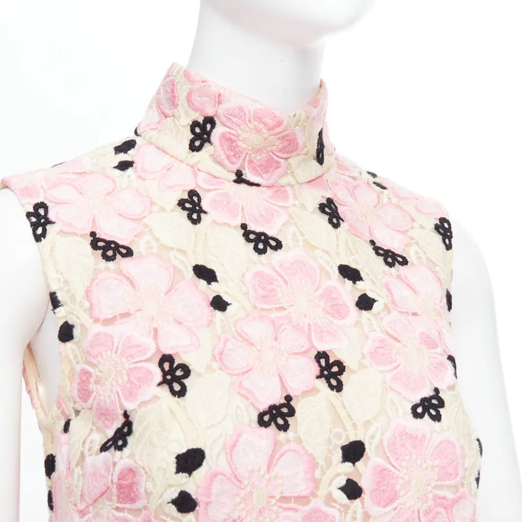 Giambattista Valli Guipure Lace Dress Pink Polyester Never worn - Back View
