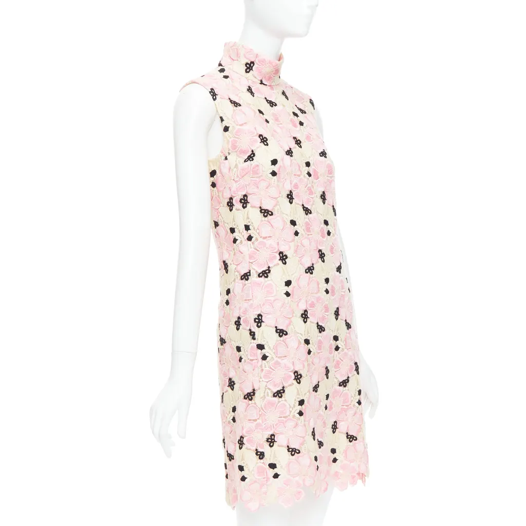 Giambattista Valli Guipure Lace Dress Pink Polyester Never worn - Inside View