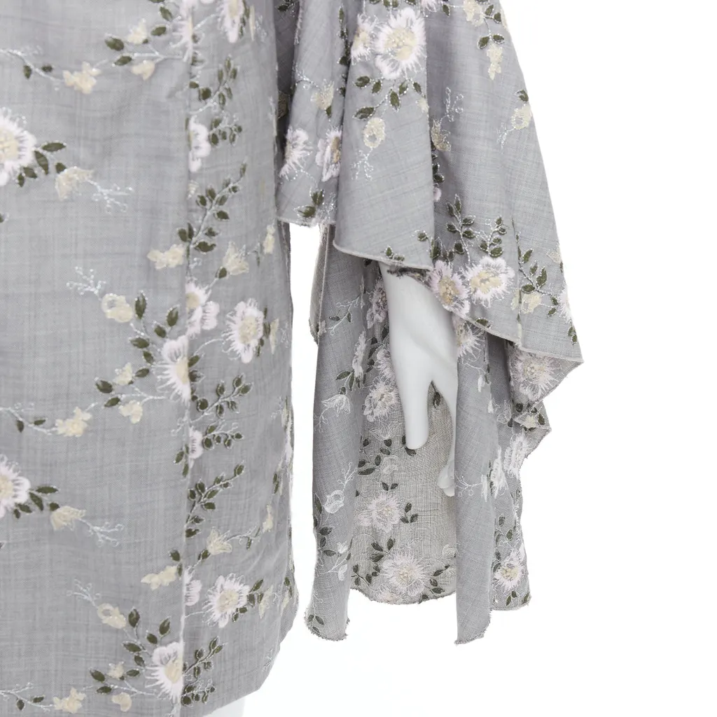 Giambattista Valli Embroidery Dress Grey Wool Good - Back View