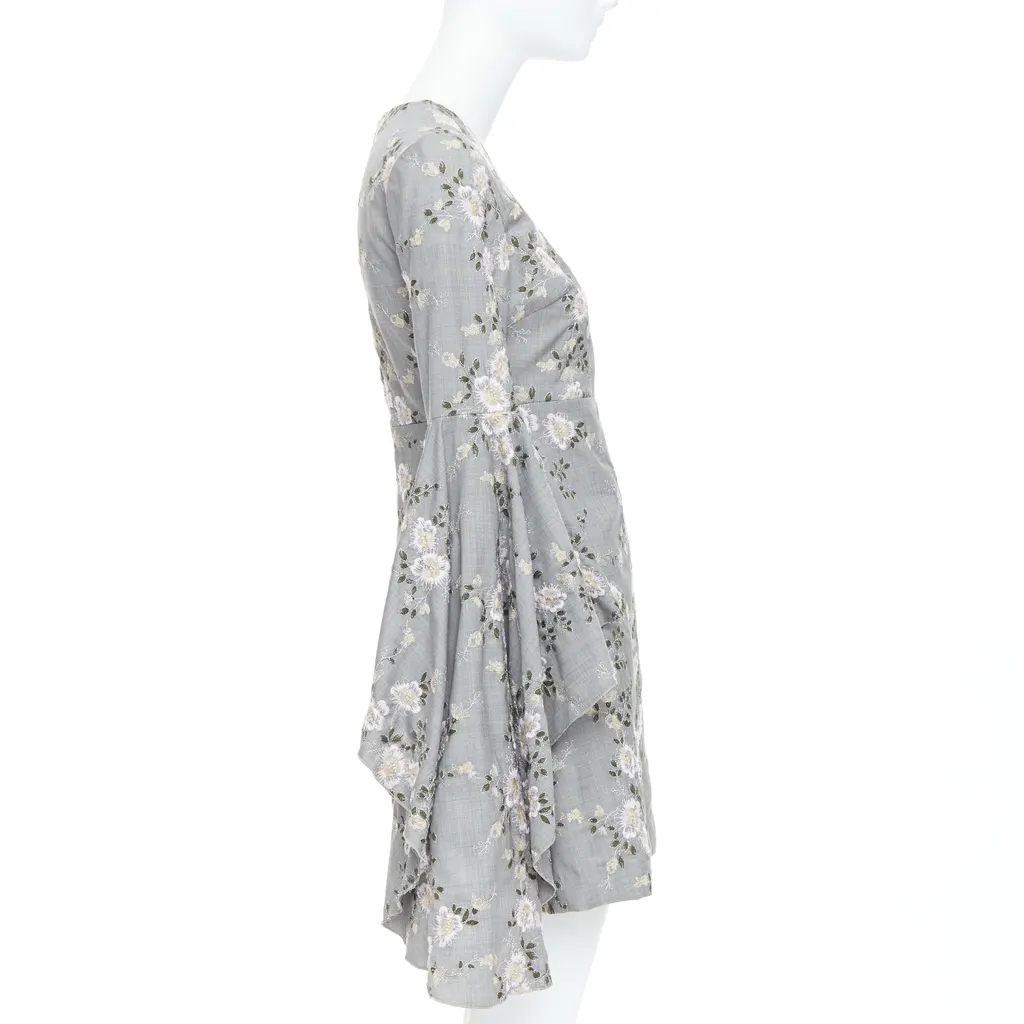 Giambattista Valli Embroidery Dress Grey Wool Good - Model View