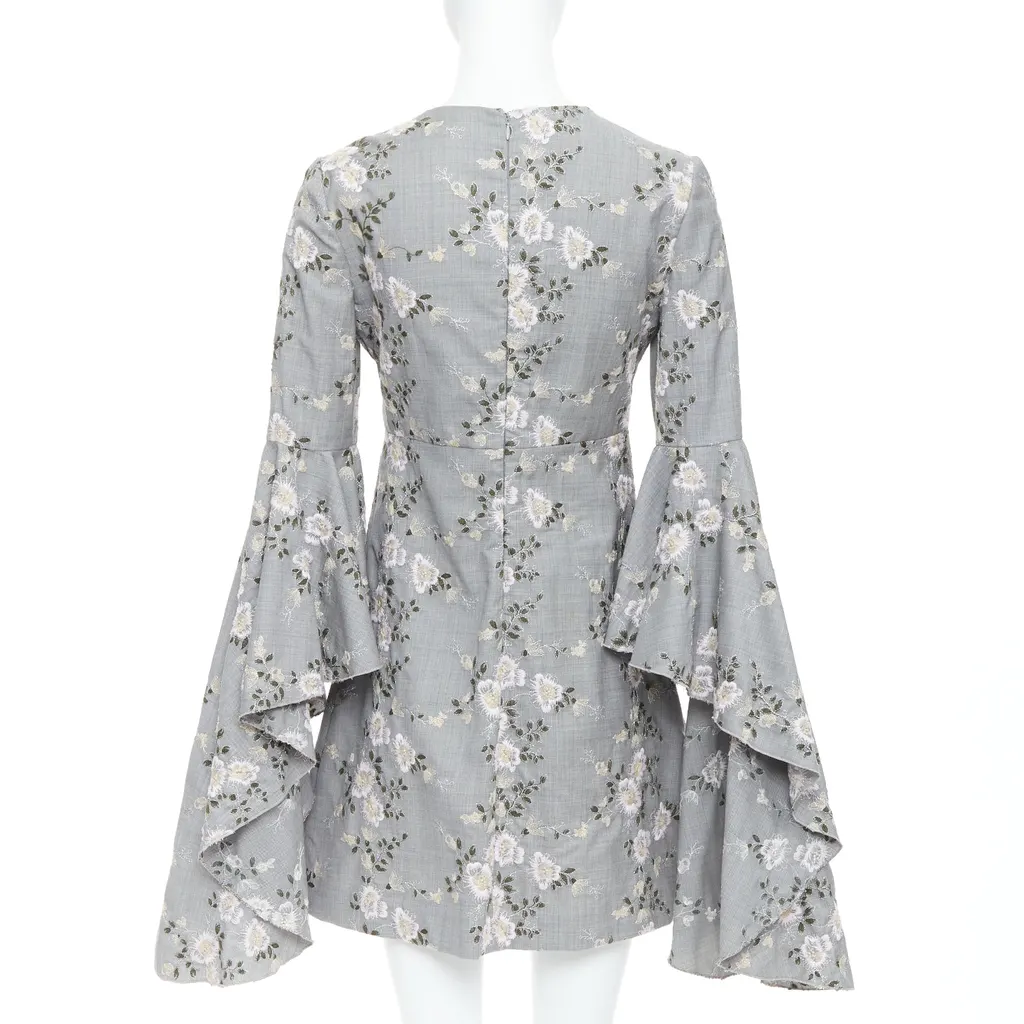 Giambattista Valli Embroidery Dress Grey Wool Good - Box View