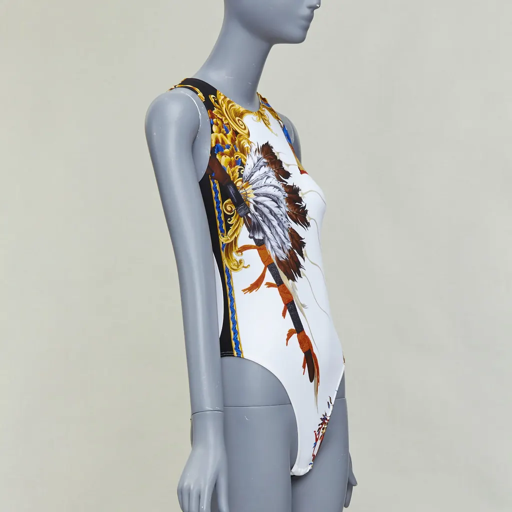Versace Indian Print Swimsuit White Polyamide Very good - Inside View