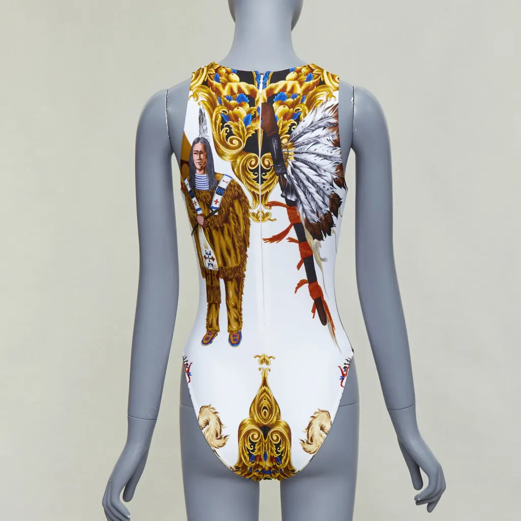 Versace Indian Print Swimsuit White Polyamide Very good - Box View