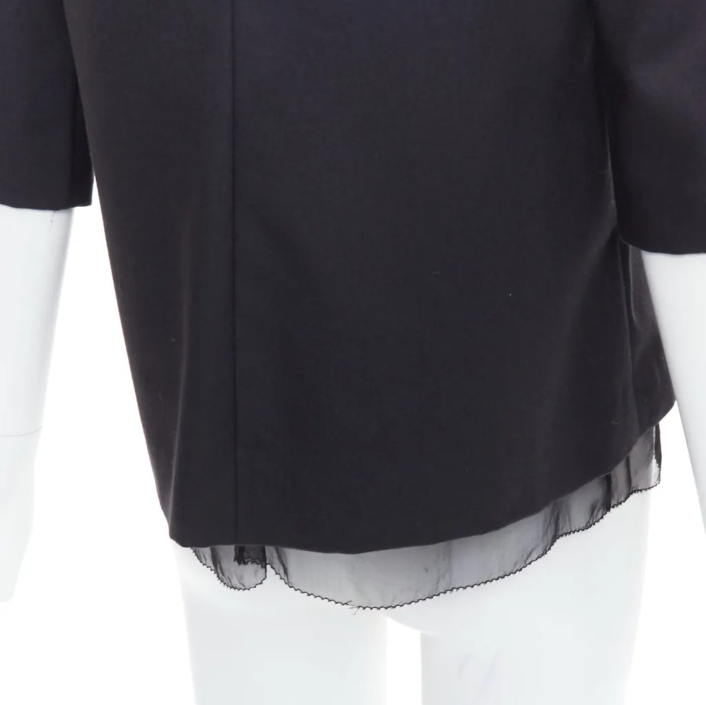 The Row Sheer Boxy Top Black Wool Very good - Back View