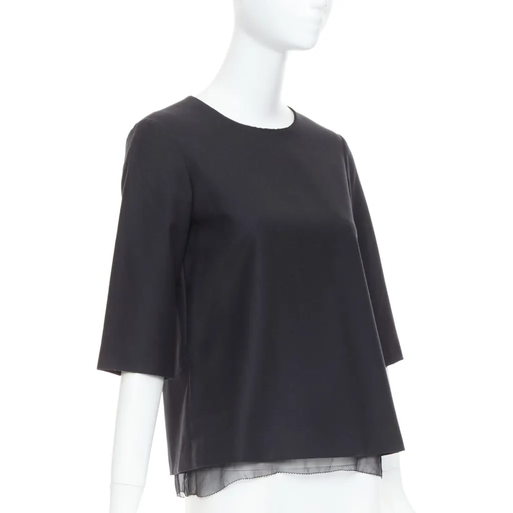 The Row Sheer Boxy Top Black Wool Very good - Inside View