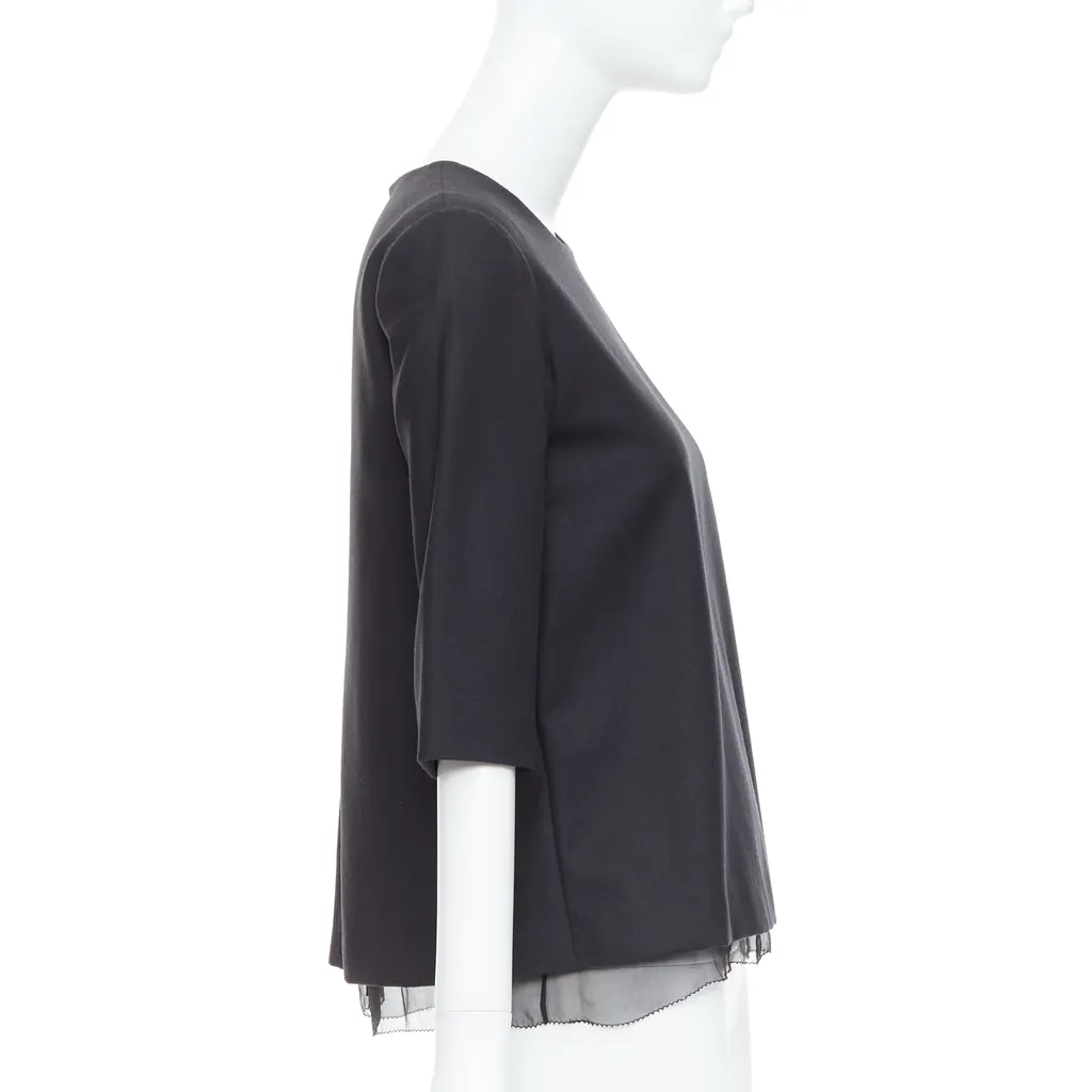The Row Sheer Boxy Top Black Wool Very good - Model View
