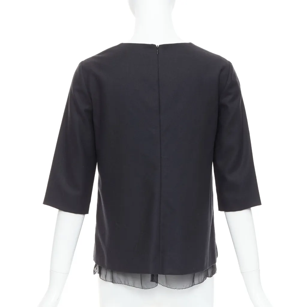 The Row Sheer Boxy Top Black Wool Very good - Box View