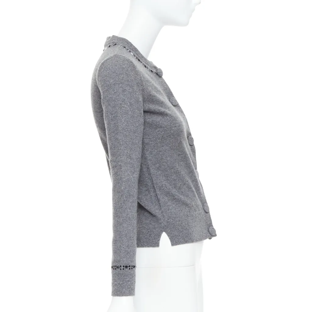 Marc Jacobs Embellished Trim Cardigan Grey Wool Good - Box View