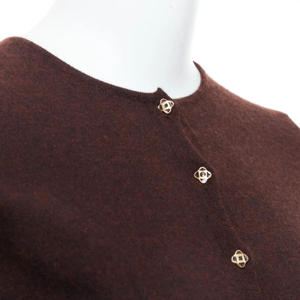 Oscar De La Renta Cashmere Silk Cardigan Brown Cashmere Very good - Back View