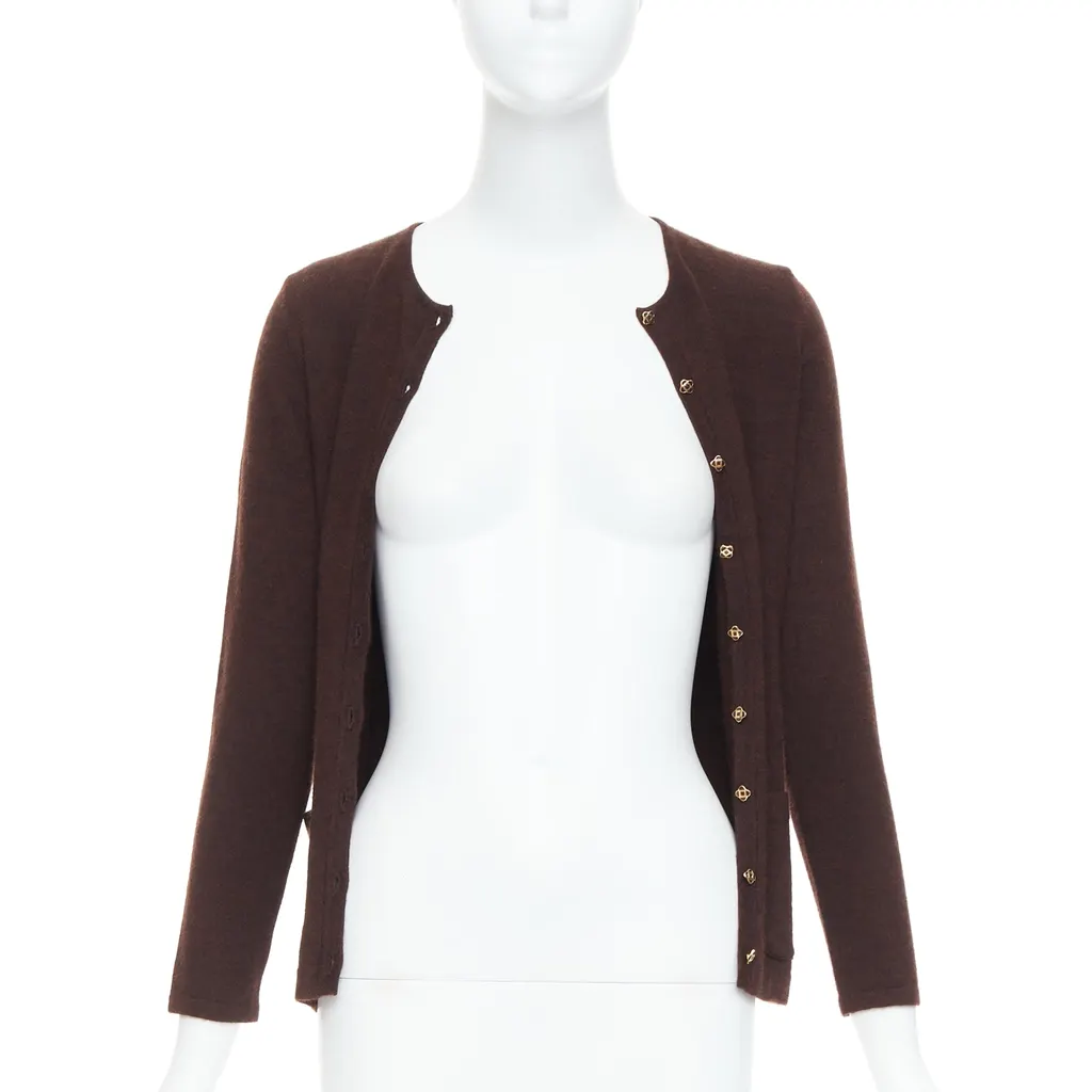 Oscar De La Renta Cashmere Silk Cardigan Brown Cashmere Very good - Inside View