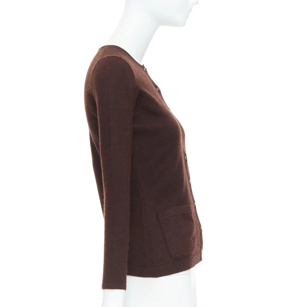 Oscar De La Renta Cashmere Silk Cardigan Brown Cashmere Very good - Box View