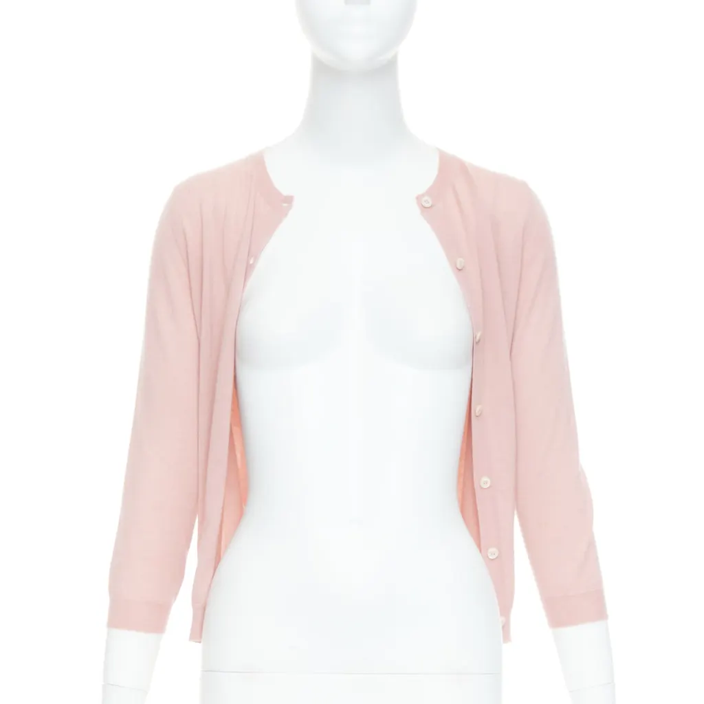 Prada Shell Button Cardigan Pink Cashmere Good - Inside View