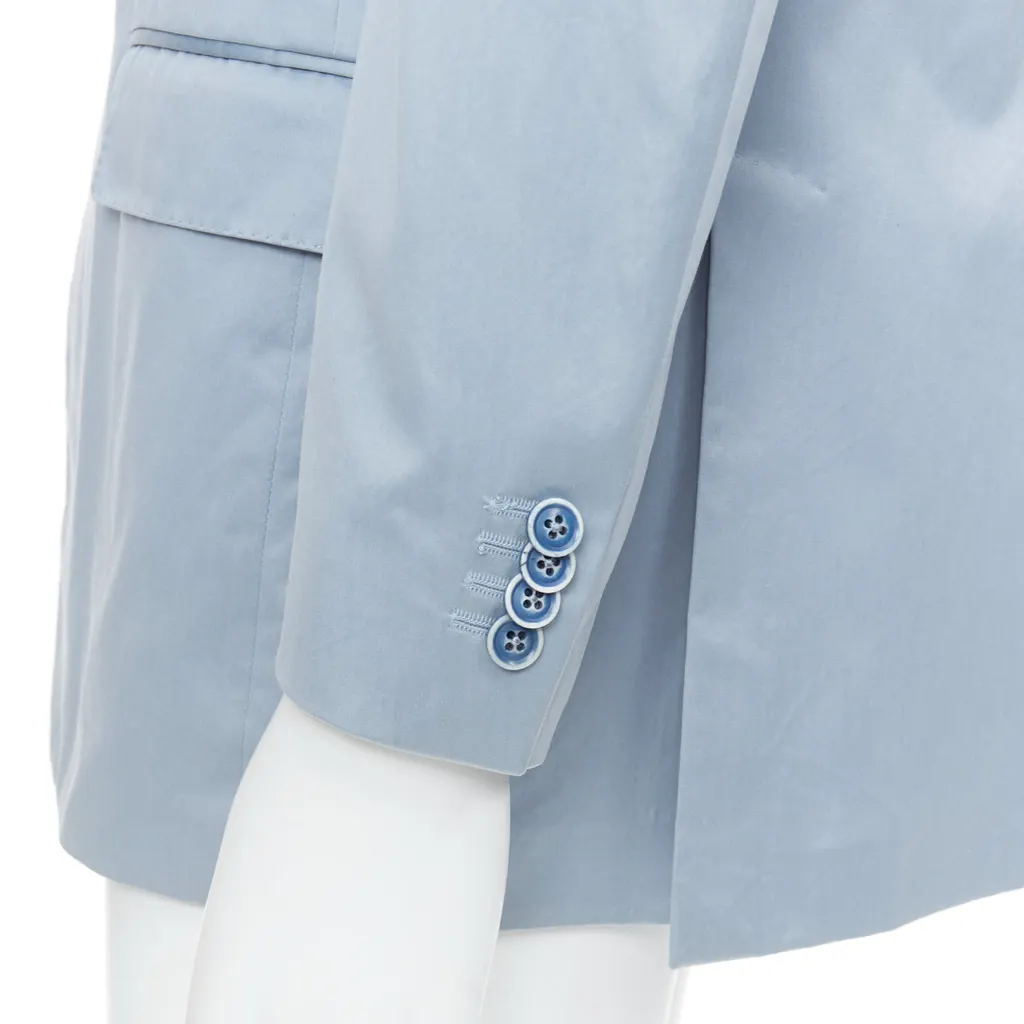 Ermenegildo Zegna Light Blue Handstitched Blazer Blue Cotton Good - Back View