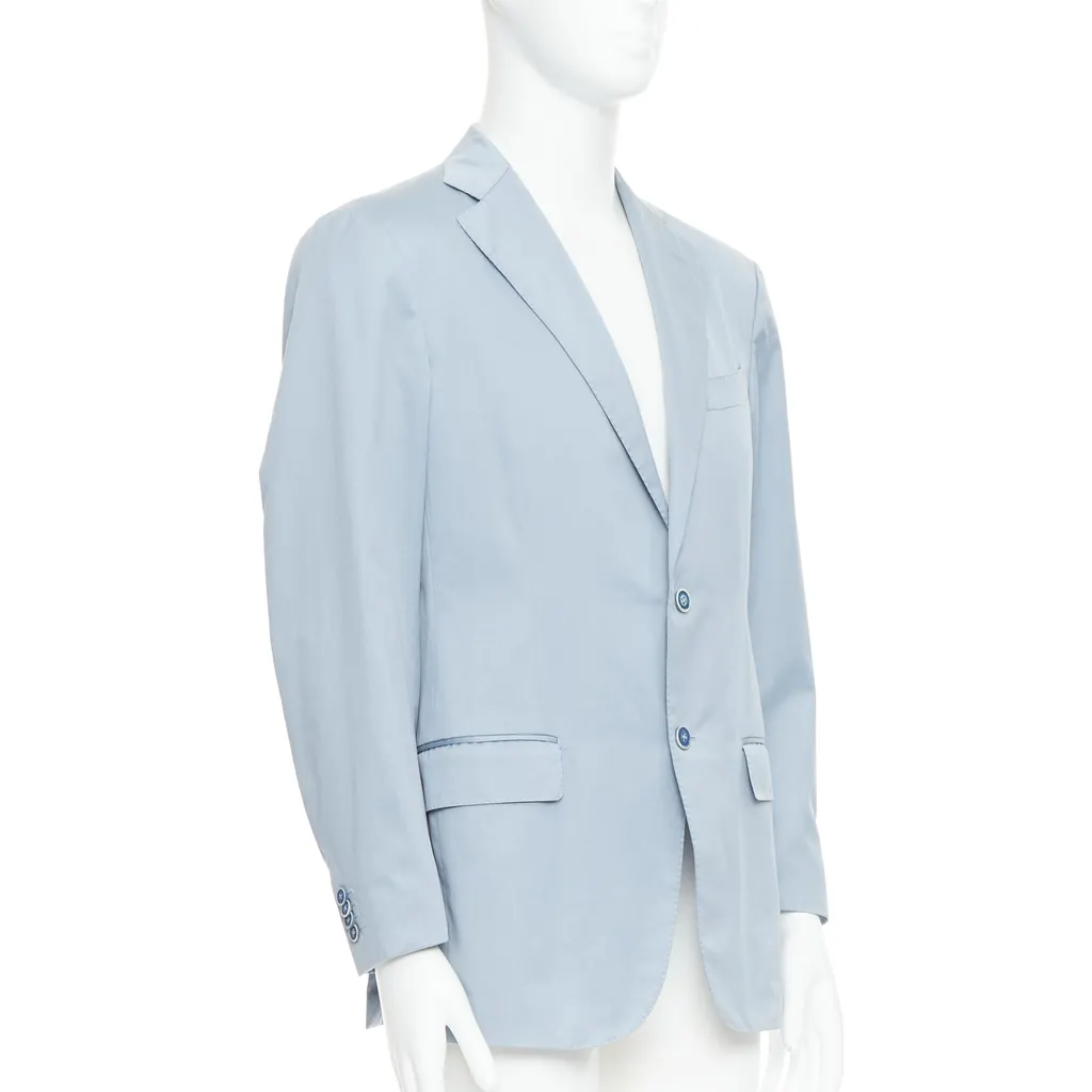 Ermenegildo Zegna Light Blue Handstitched Blazer Blue Cotton Good - Inside View