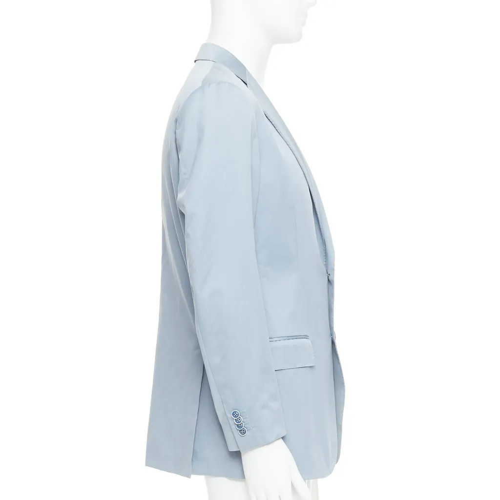 Ermenegildo Zegna Light Blue Handstitched Blazer Blue Cotton Good - Model View