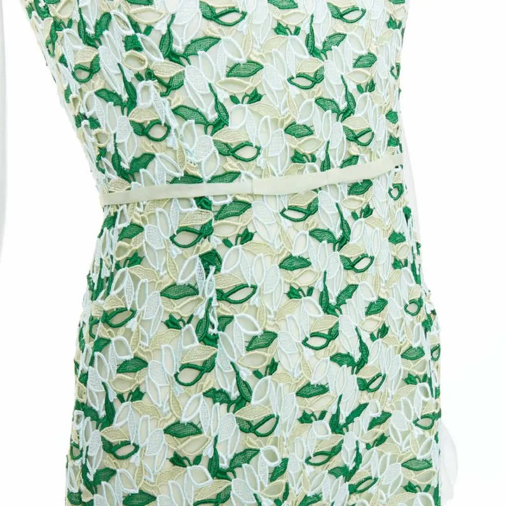 Giambattista Valli Leaf Lace Dress Green Polyester Very good - Back View