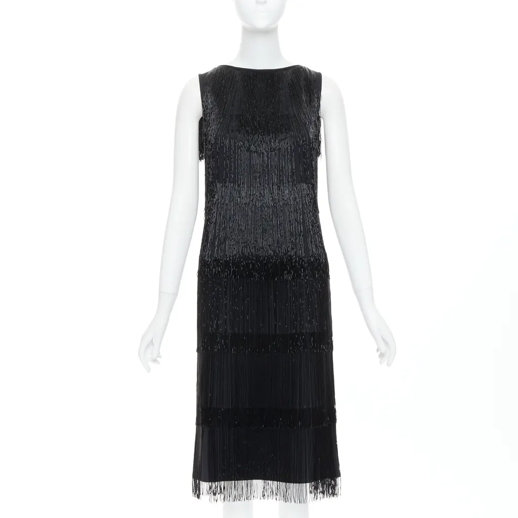 Michael Kors Fringe Flapper Dress Black Very good - Front View