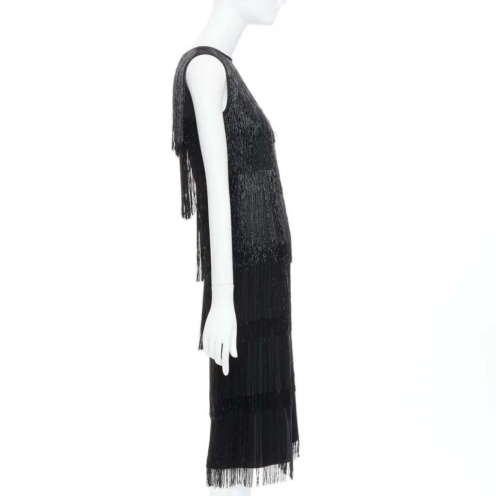 Michael Kors Fringe Flapper Dress Black Very good - Model View