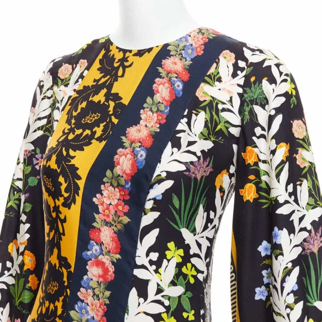 Oscar De La Renta Asymmetric Boho Dress MultiColor Silk Very good - Back View