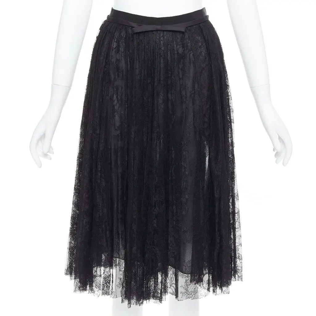 Giambattista Valli Lace Bow Skirt Black Viscose Very good - Front View