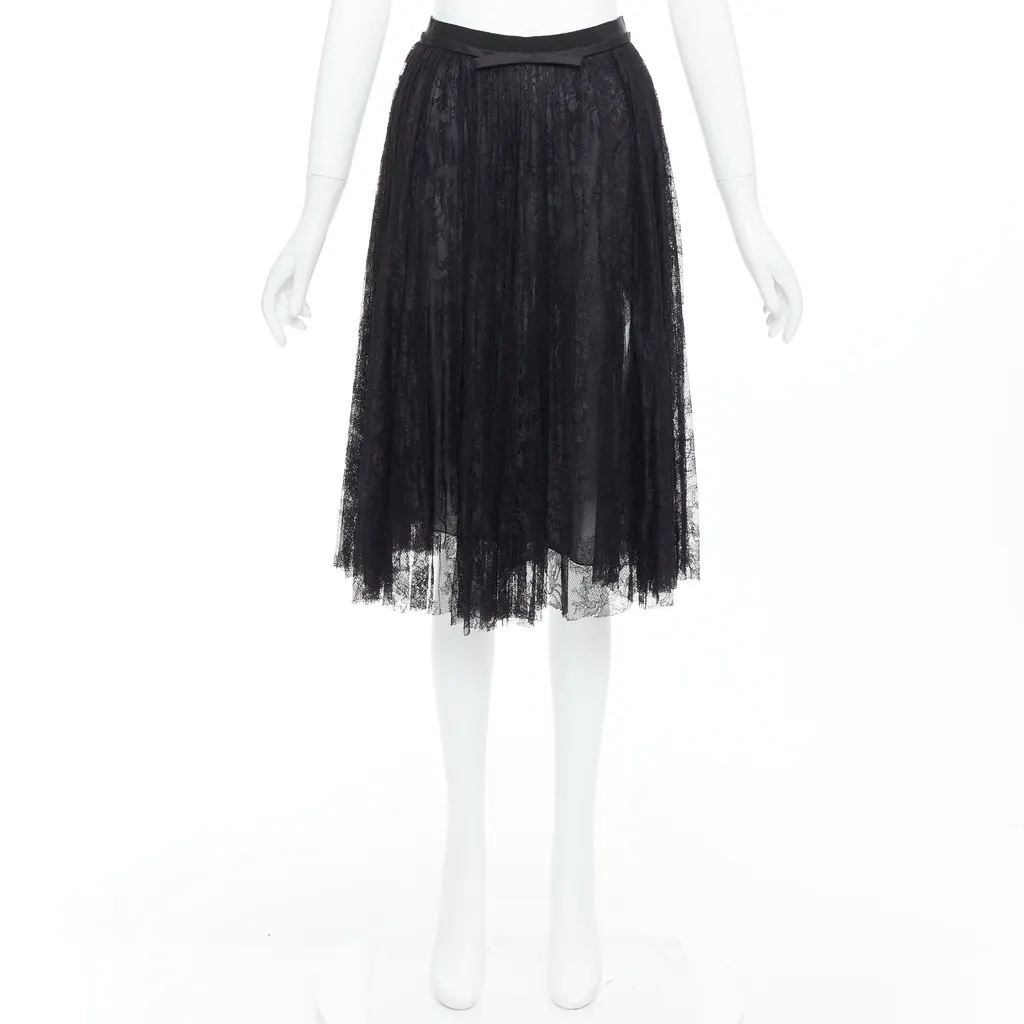 Giambattista Valli Lace Bow Skirt Black Viscose Very good - Back View