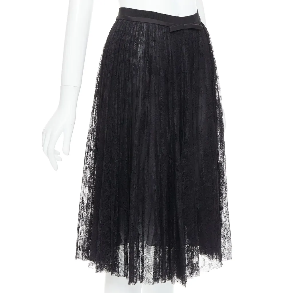 Giambattista Valli Lace Bow Skirt Black Viscose Very good - Inside View