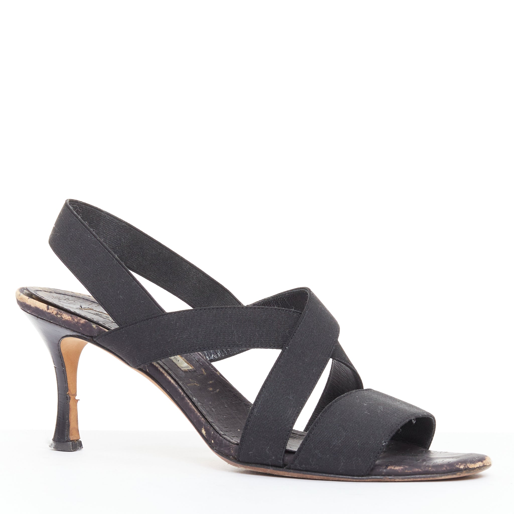 Manolo Blahnik Elastic Cork Sandals - Back view