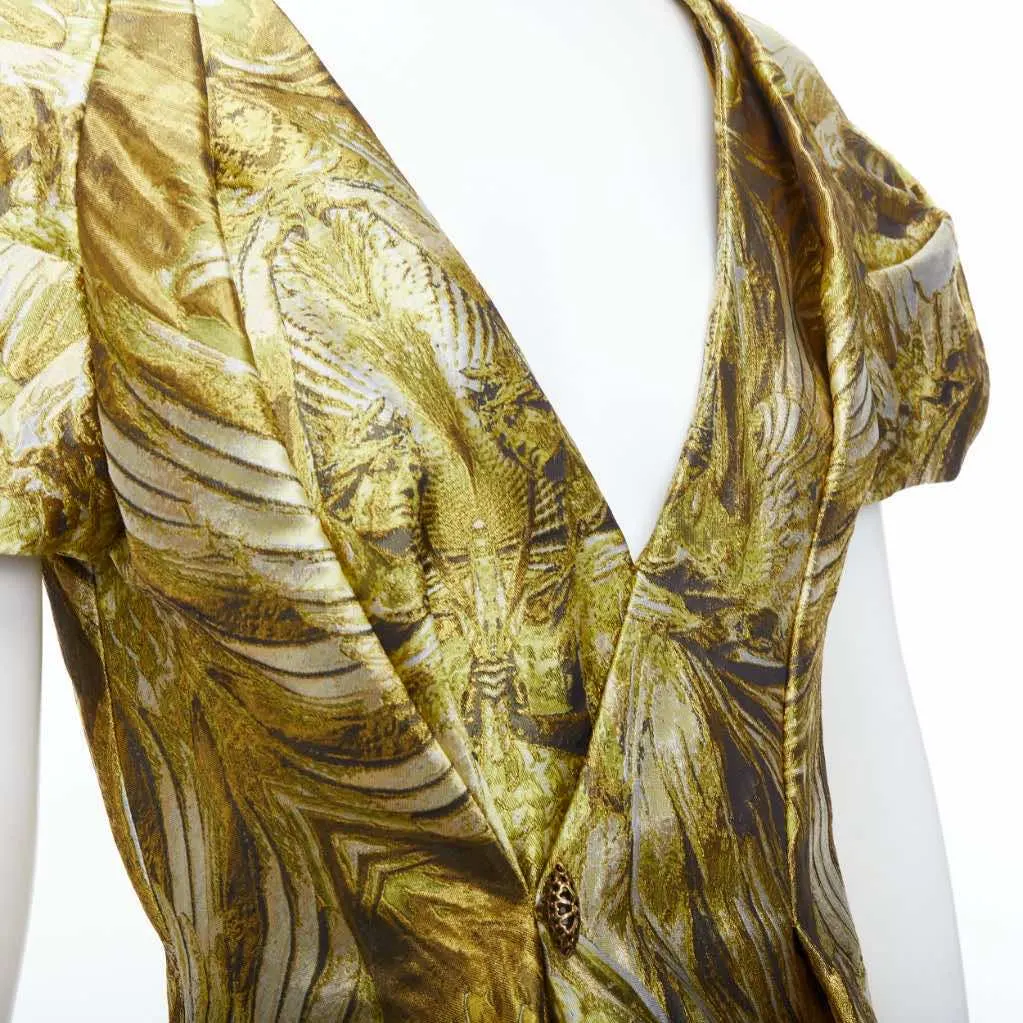 Alexander McQueen Medieval Jacquard Dress Gold Polyester Never worn, with tag - Back View