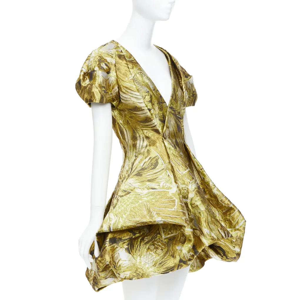 Alexander McQueen Medieval Jacquard Dress Gold Polyester Never worn, with tag - Inside View