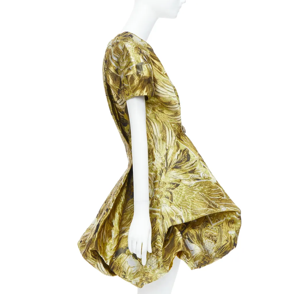 Alexander McQueen Medieval Jacquard Dress Gold Polyester Never worn, with tag - Model View