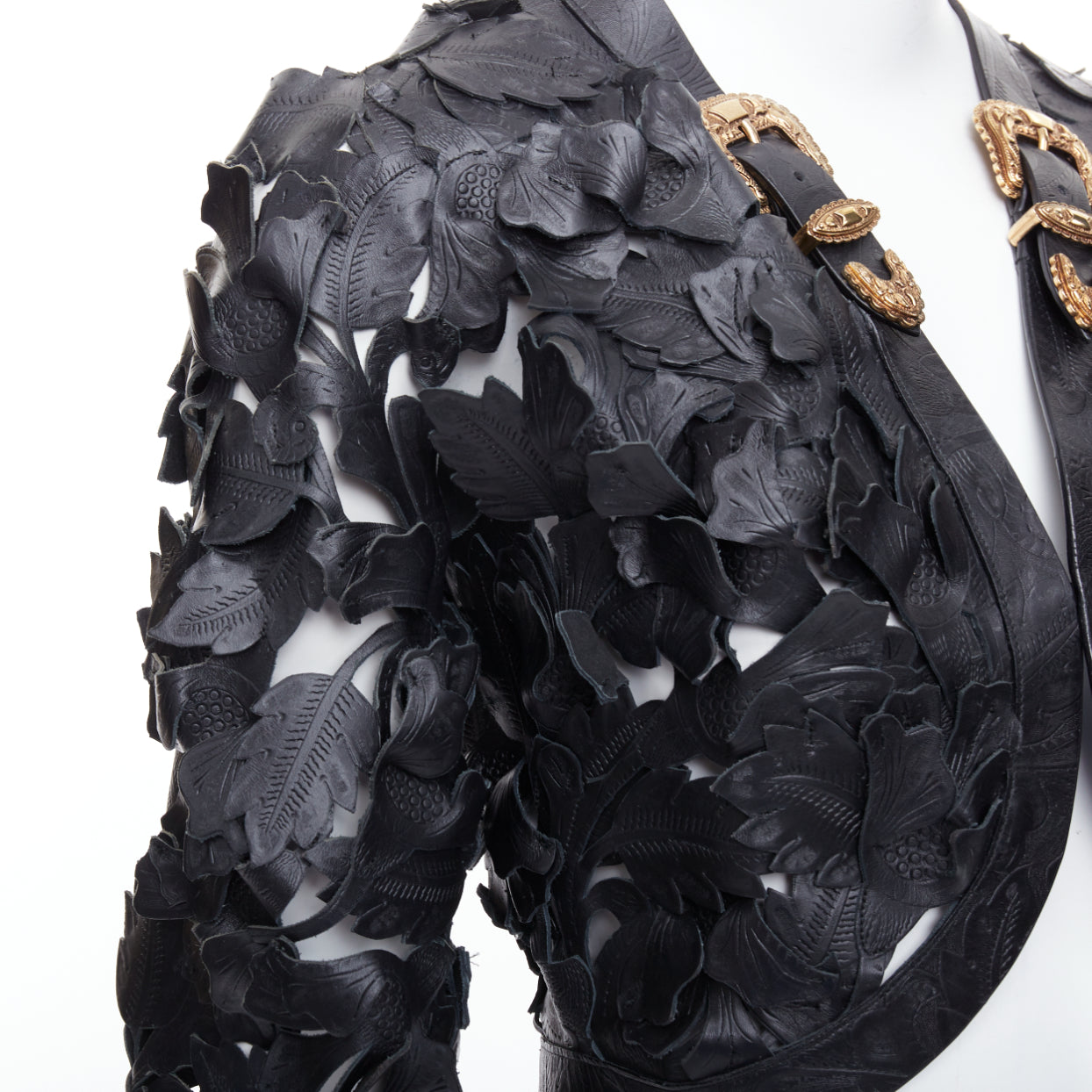 Alexander Mcqueen Black Floral Leather Jacket - Image 10