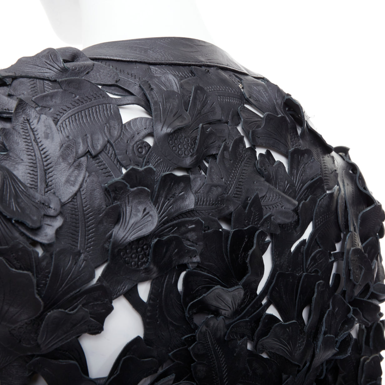 Alexander Mcqueen Black Floral Leather Jacket - Image 13