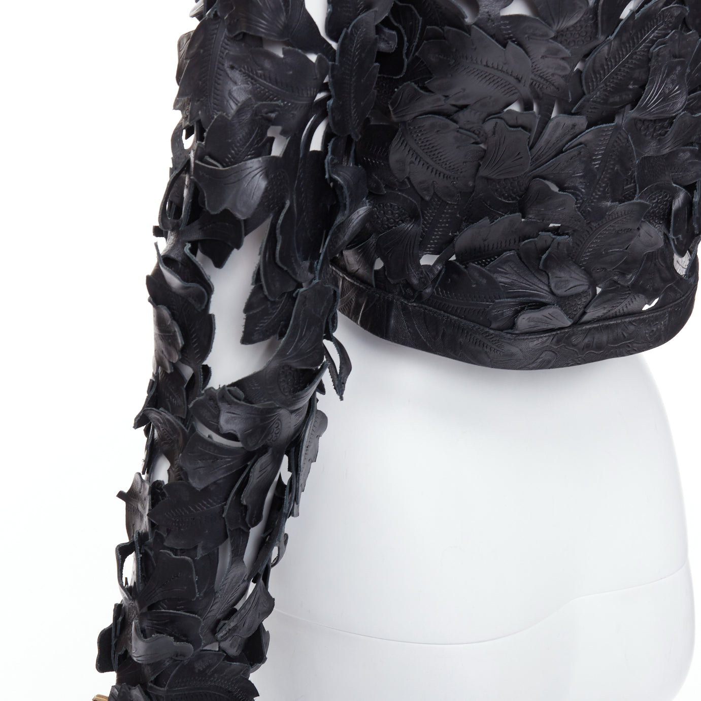 Alexander Mcqueen Black Floral Leather Jacket - Image 14