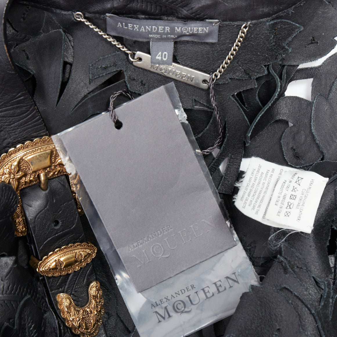 Alexander Mcqueen Black Floral Leather Jacket - Image 15