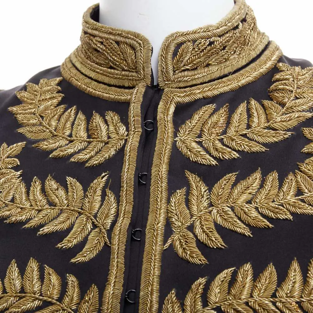Alexander McQueen Black Gold Military Jacket Black Silk Never worn, with tag - Back View