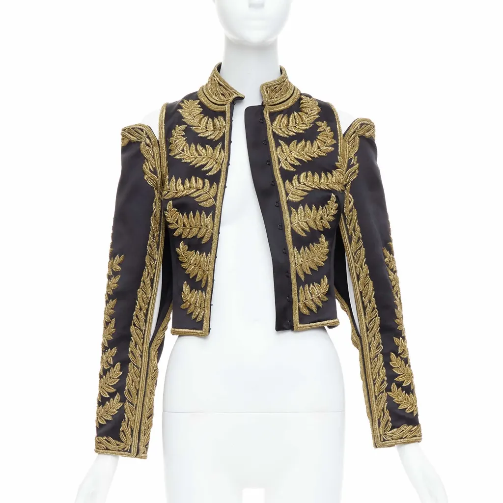 Alexander McQueen Black Gold Military Jacket Black Silk Never worn, with tag - Inside View