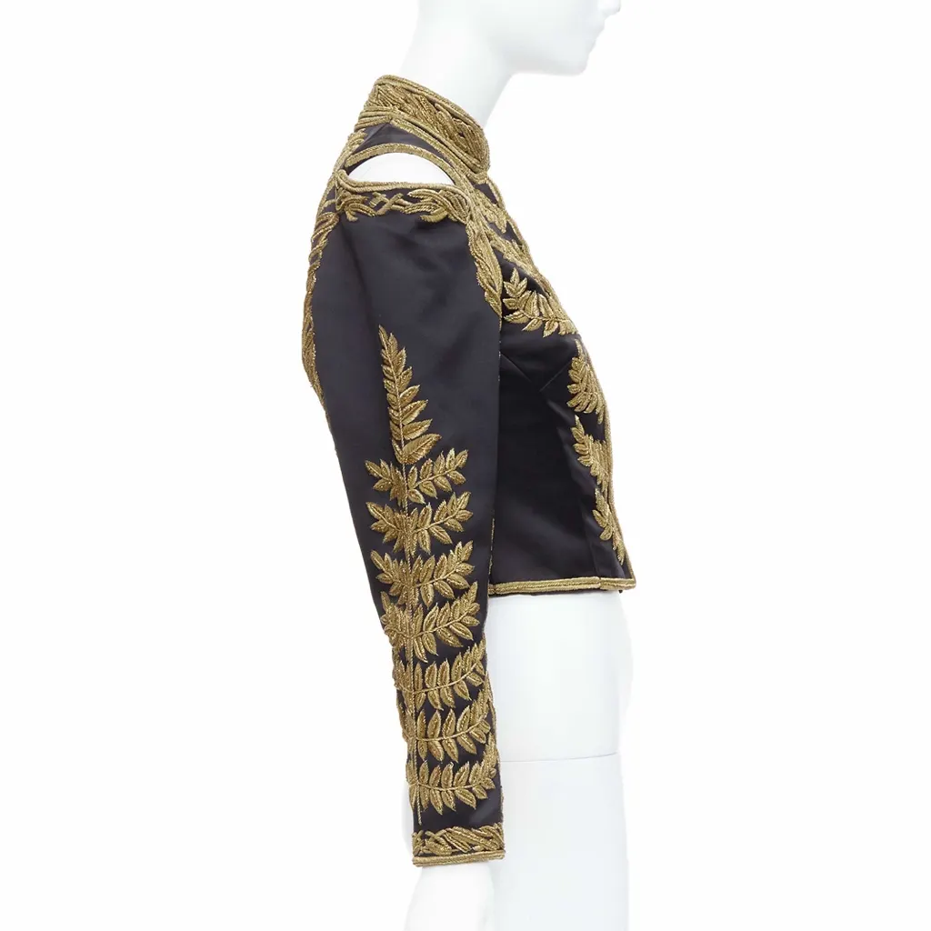 Alexander McQueen Black Gold Military Jacket Black Silk Never worn, with tag - Box View