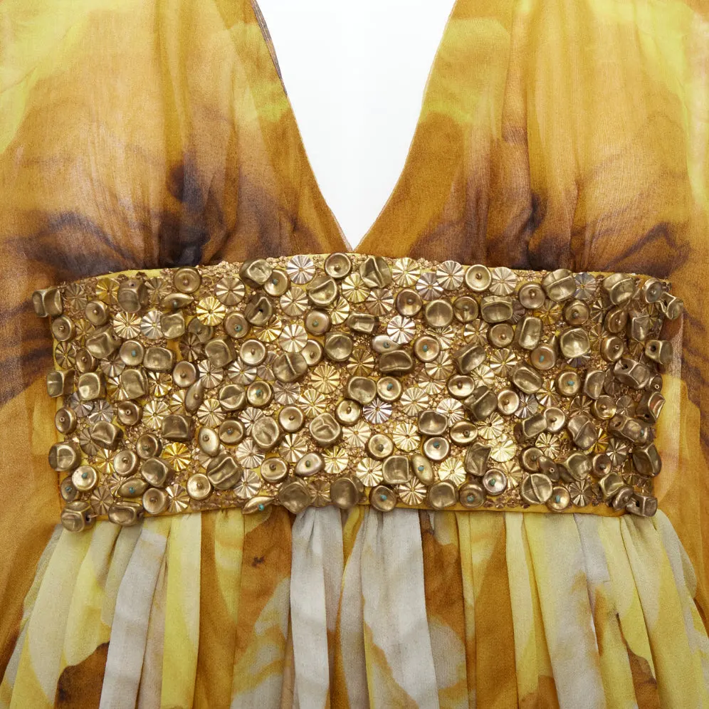 Alexander McQueen Embellished Kaftan Dress Yellow Silk Very good - Back View