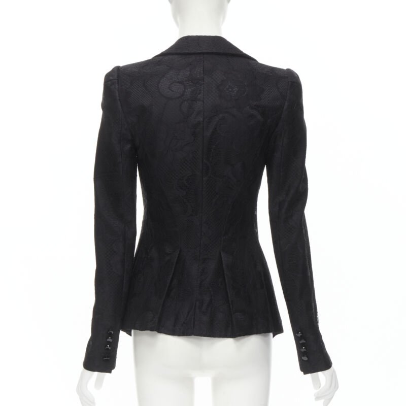Emporio Armani Black Lace Fitted Blazer - Side view
