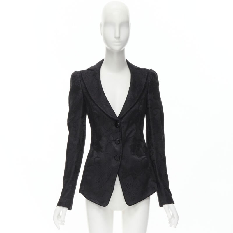 Emporio Armani Black Lace Fitted Blazer - Image 12