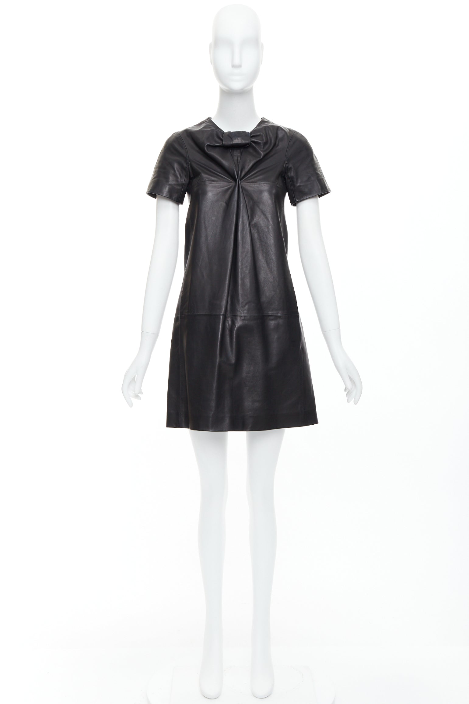 Unsigned / متعددة Bow Leather Dress - Image 12